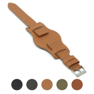 Db4.3 StrapsCo Tan Gallery Military Leather Bund Watch Band Cuff Strap 18mm 20mm 22mm 24mm
