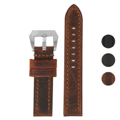 Heavy Duty Vintage Crocodile Leather Strap