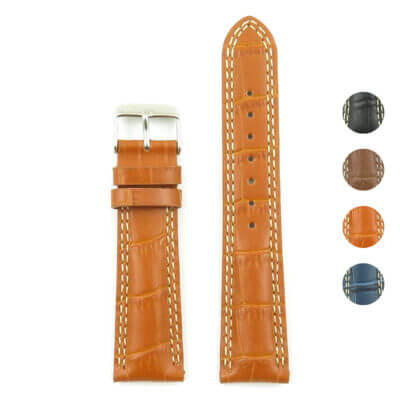 p603.3 Gallery DASSARI President Croc Embossed Leather Strap