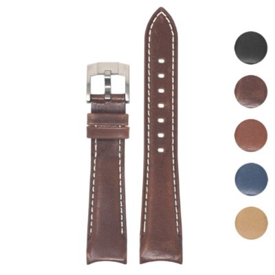 DASSARI Fitted Leather Band With Contrast Stitching For Rolex
