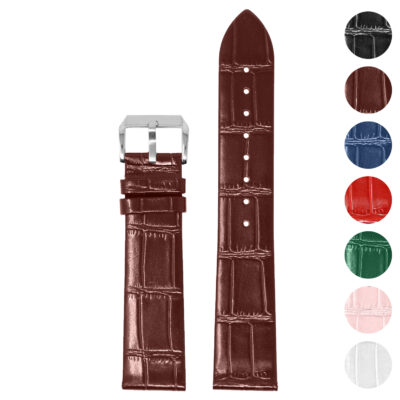 st36 Gallery Brown StrapsCo Slim Crocodile Embossed Watch Band Dress Strap 17mm 18mm 19mm 20mm 21mm 22mm